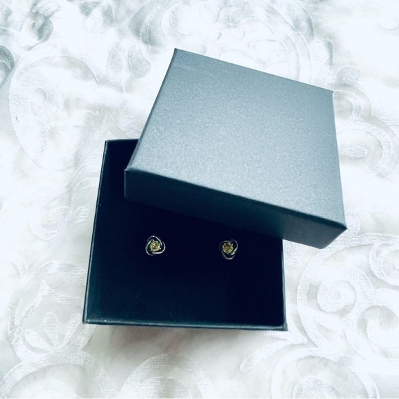 NWOT Sterling Silver 925 Yellow Fashion Stud Earrings - Picture 6 of 6